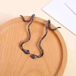 Gray Crystal Snake Dangle Earrings Long